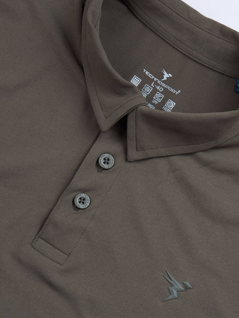 Men Solid Slim Fit Polo T-shirt with COTFLEX