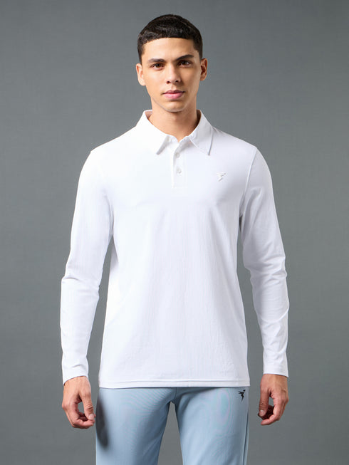 Men Solid Slim Fit Polo T-shirt with COTFLEX