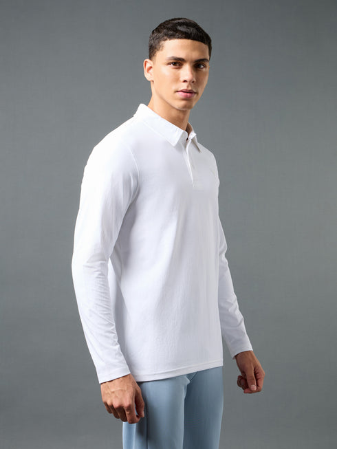 Men Solid Slim Fit Polo T-shirt with COTFLEX