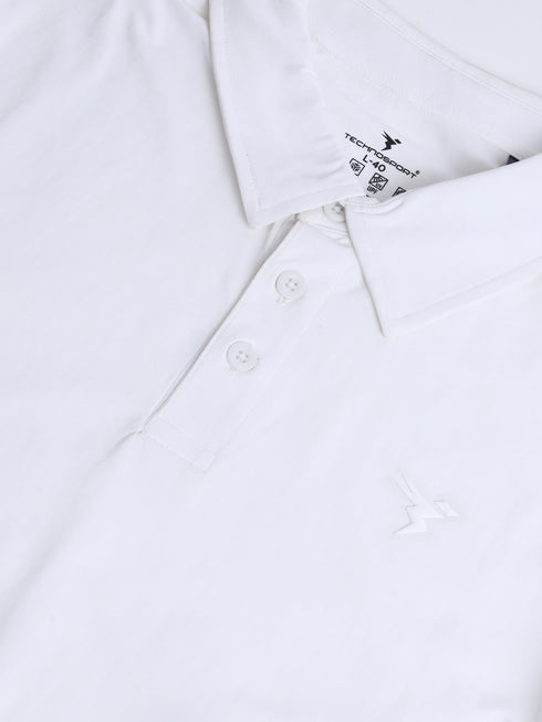 Men Solid Slim Fit Polo T-shirt with COTFLEX
