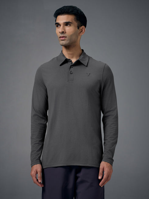 Men Solid Slim Fit Polo T-shirt with COTFLEX