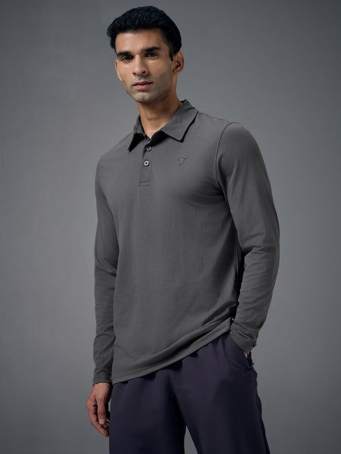 Men Solid Slim Fit Polo T-shirt with COTFLEX
