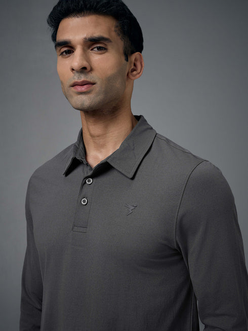 Men Solid Slim Fit Polo T-shirt with COTFLEX