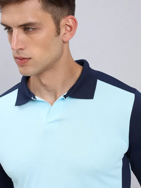 Men Colorblock Slim Fit Polo T-shirt with TECHNO COOL+