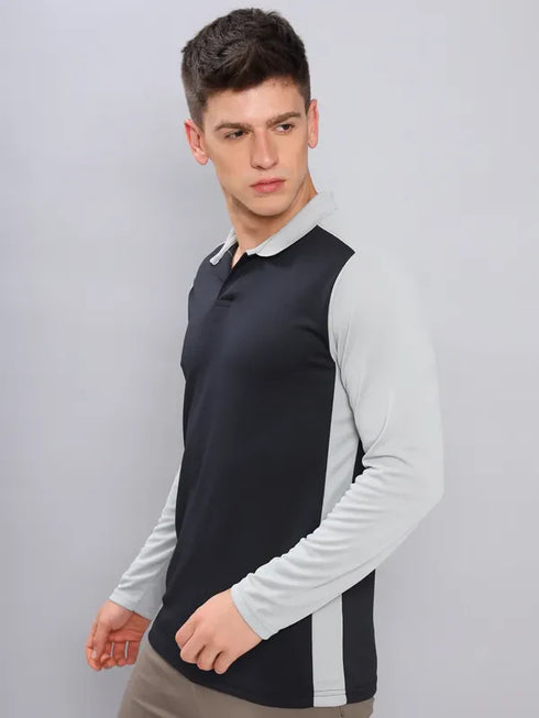 Men Colorblock Slim Fit Polo T-shirt with TECHNO COOL+