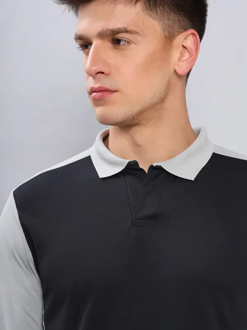 Men Colorblock Slim Fit Polo T-shirt with TECHNO COOL+