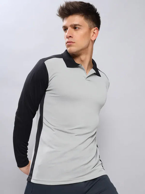 Men Colorblock Slim Fit Polo T-shirt with TECHNO COOL+