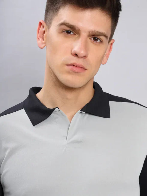 Men Colorblock Slim Fit Polo T-shirt with TECHNO COOL+