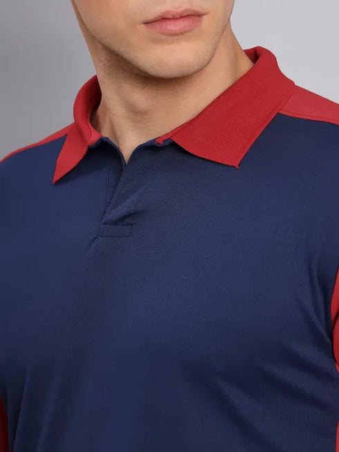 Men Colorblock Slim Fit Polo T-shirt with TECHNO COOL+