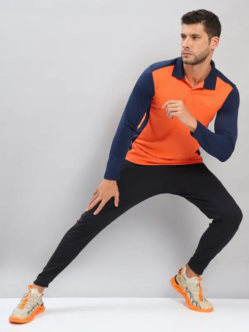 Men Colorblock Slim Fit Polo T-shirt with TECHNO COOL+