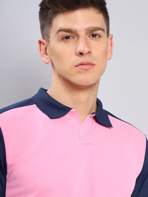 Men Colorblock Slim Fit Polo T-shirt with TECHNO COOL+