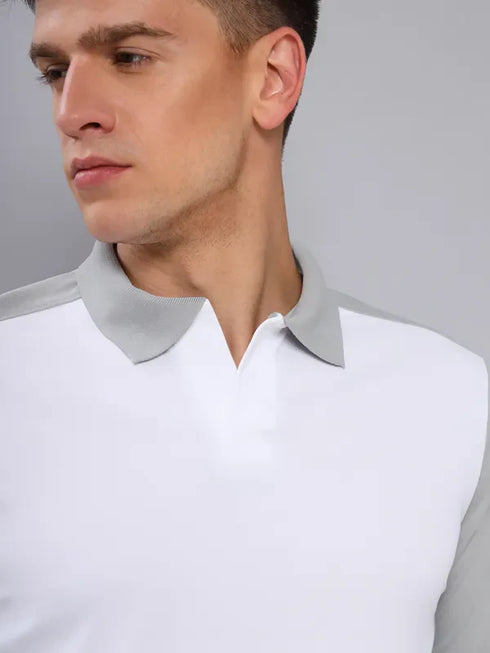 Men Colorblock Slim Fit Polo T-shirt with TECHNO COOL+