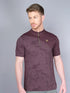 Men Self Design Slim Fit Mock Neck T-shirt with VENTMESH