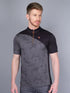 Men Self Design Slim Fit Mock Neck T-shirt with VENTMESH