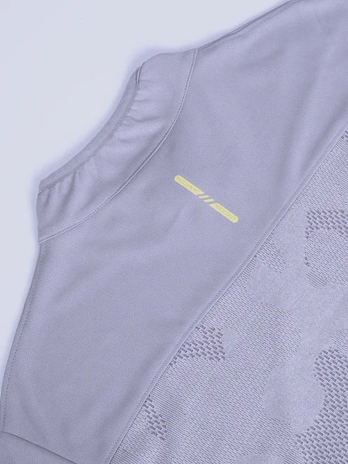 Men Self Design Slim Fit Mock Neck T-shirt with VENTMESH