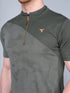 Men Self Design Slim Fit Mock Neck T-shirt with VENTMESH