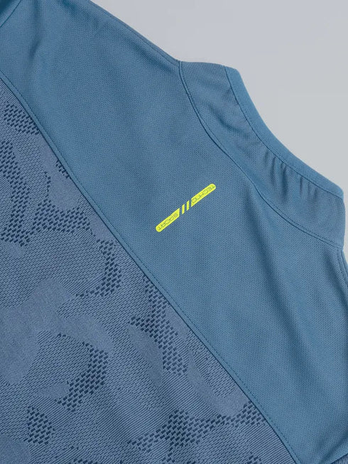 Men Self Design Slim Fit Mock Neck T-shirt with VENTMESH