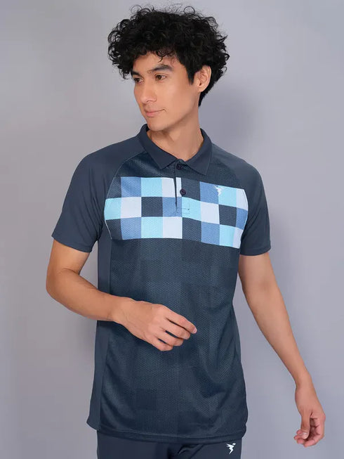 Men Printed Slim Fit Polo T-shirt with TECHNO COOL+