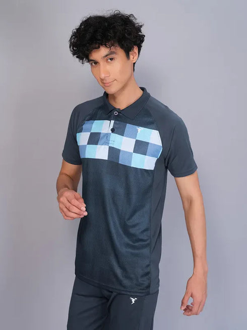 Men Printed Slim Fit Polo T-shirt with TECHNO COOL+