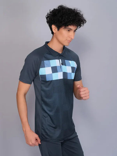 Men Printed Slim Fit Polo T-shirt with TECHNO COOL+