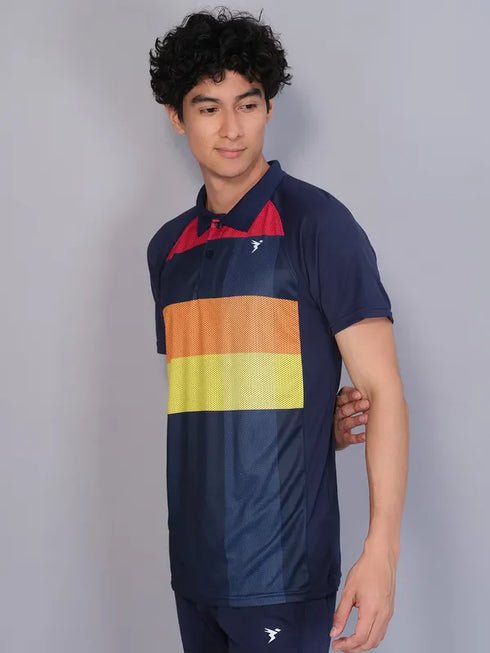 Men Printed Slim Fit Polo T-shirt with TECHNO COOL+