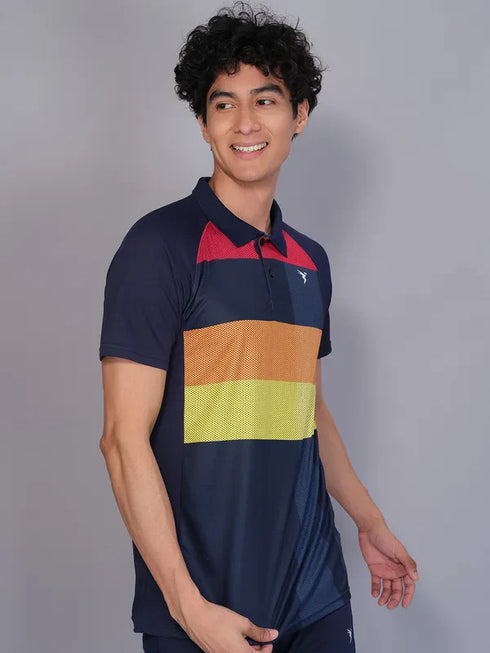 Men Printed Slim Fit Polo T-shirt with TECHNO COOL+