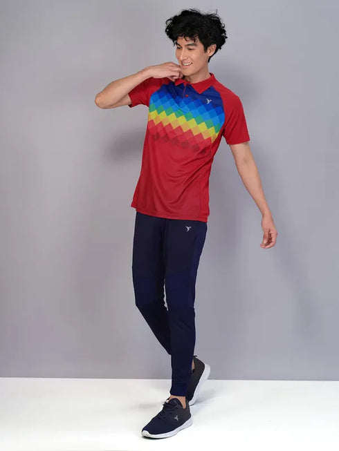 Men Printed Slim Fit Polo T-shirt with TECHNO COOL+