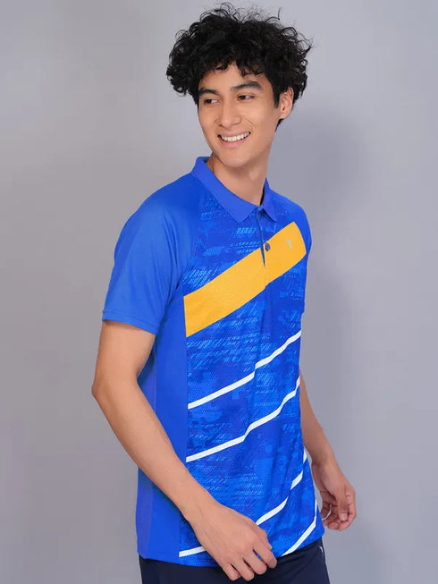 Men Printed Slim Fit Polo T-shirt with TECHNO COOL+