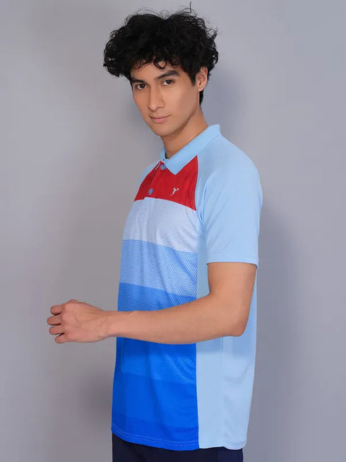 Men Printed Slim Fit Polo T-shirt with TECHNO COOL+