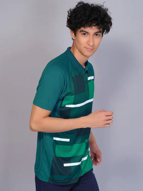 Men Printed Slim Fit Polo T-shirt with TECHNO COOL+