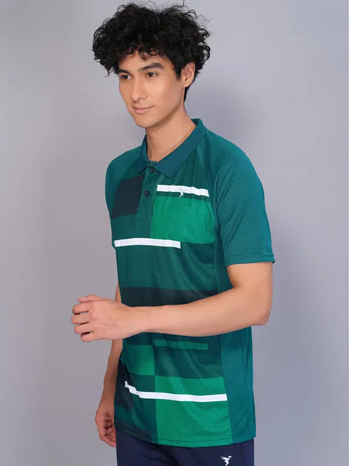 Men Printed Slim Fit Polo T-shirt with TECHNO COOL+