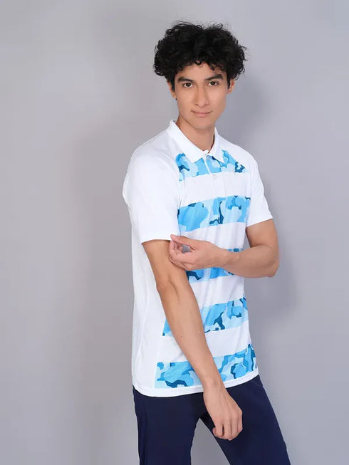 Men Printed Slim Fit Polo T-shirt with TECHNO COOL+