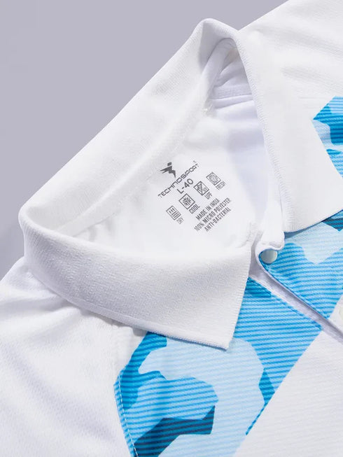 Men Printed Slim Fit Polo T-shirt with TECHNO COOL+