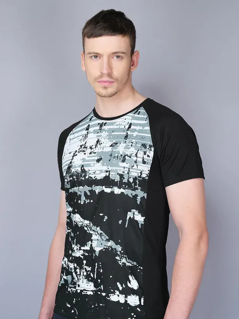 Men Stripe Slim Fit Crew Neck T-shirt with TECHNO COOL
