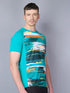 Men Stripe Slim Fit Crew Neck T-shirt with TECHNO COOL
