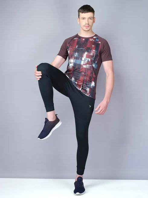 Men Stripe Slim Fit Crew Neck T-shirt with TECHNO COOL