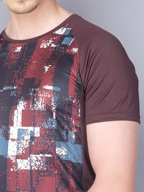 Men Stripe Slim Fit Crew Neck T-shirt with TECHNO COOL
