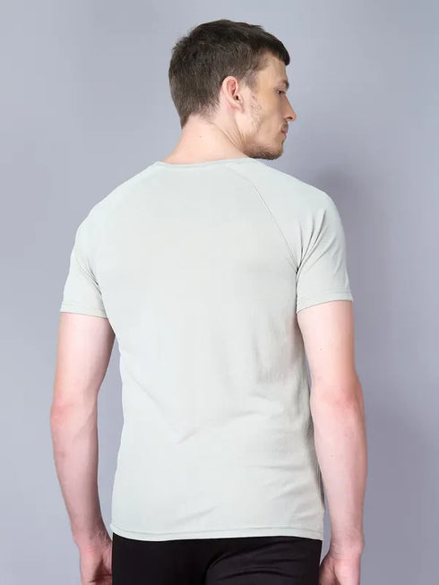 Men Stripe Slim Fit Crew Neck T-shirt with TECHNO COOL