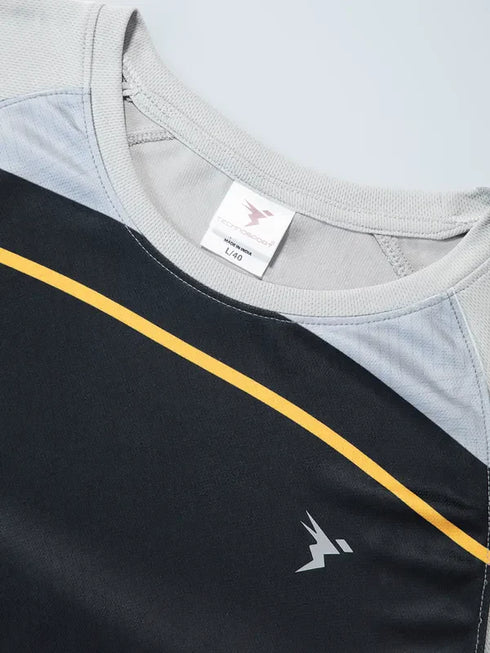 Men Stripe Slim Fit Crew Neck T-shirt with TECHNO COOL