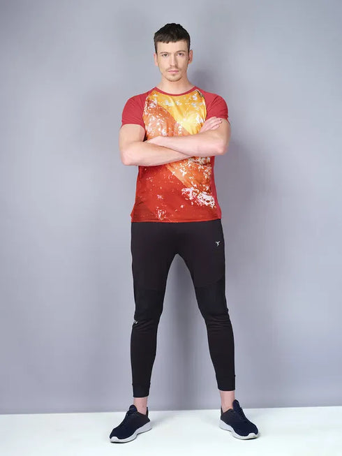 Men Stripe Slim Fit Crew Neck T-shirt with TECHNO COOL