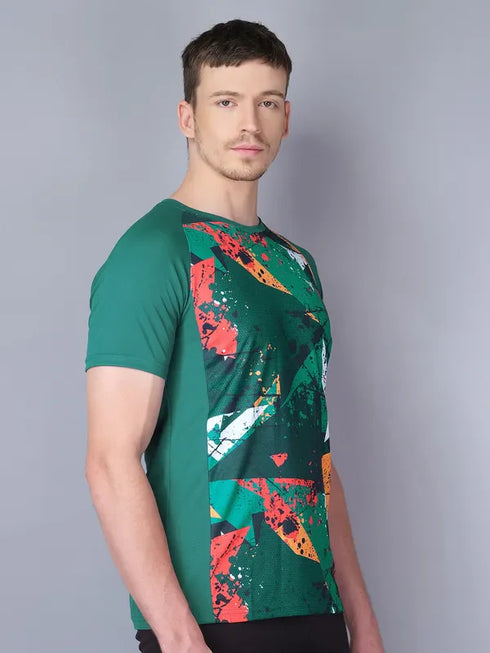Men Stripe Slim Fit Crew Neck T-shirt with TECHNO COOL