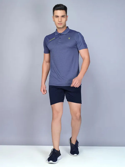 Men Melange Slim Fit Polo T-shirt with DOUBLE COOL