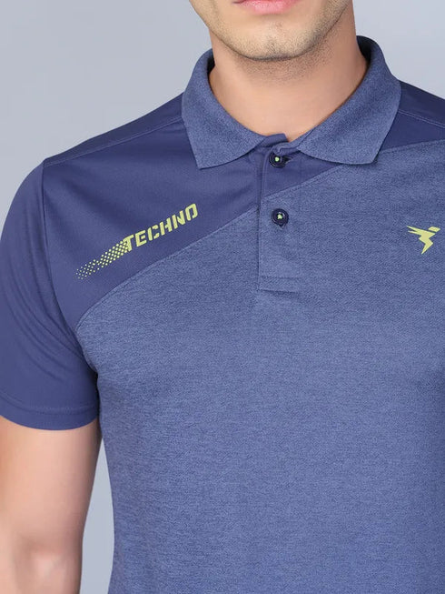 Men Melange Slim Fit Polo T-shirt with DOUBLE COOL