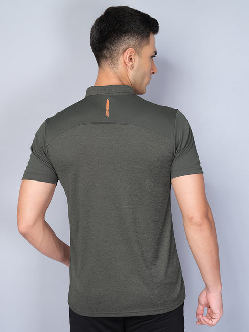 Men Melange Slim Fit Polo T-shirt with DOUBLE COOL