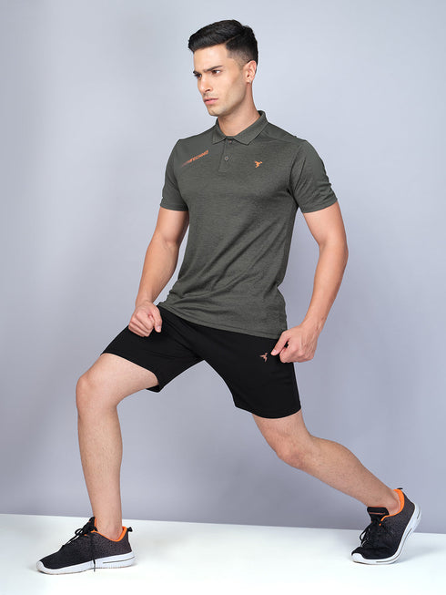Men Melange Slim Fit Polo T-shirt with DOUBLE COOL