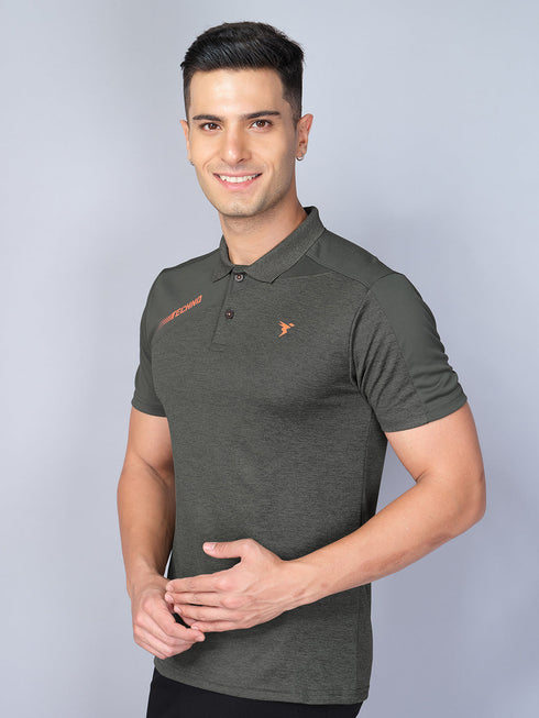 Men Melange Slim Fit Polo T-shirt with DOUBLE COOL