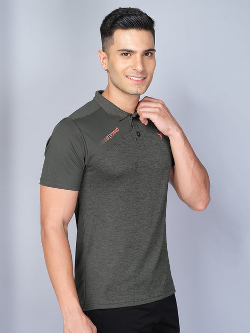 Men Melange Slim Fit Polo T-shirt with DOUBLE COOL