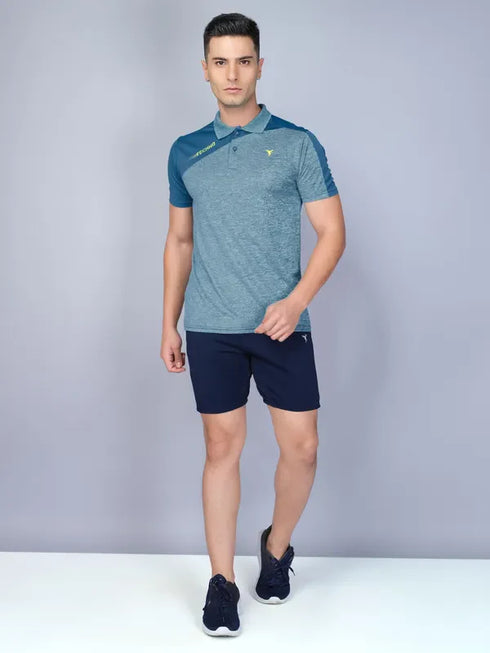 Men Melange Slim Fit Polo T-shirt with DOUBLE COOL