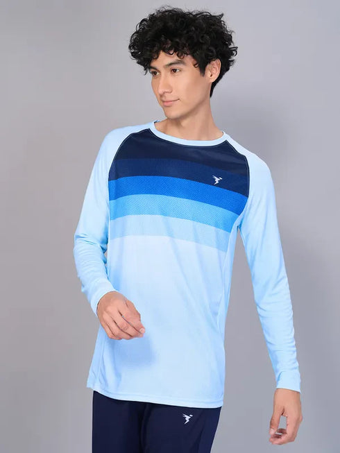 Men Geometric Slim Fit Crew Neck T-shirt with TECHNO COOL