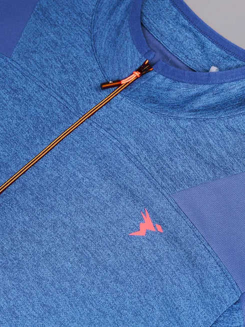 Men Melange Slim Fit Mock Neck T-shirt with DOUBLE COOL
